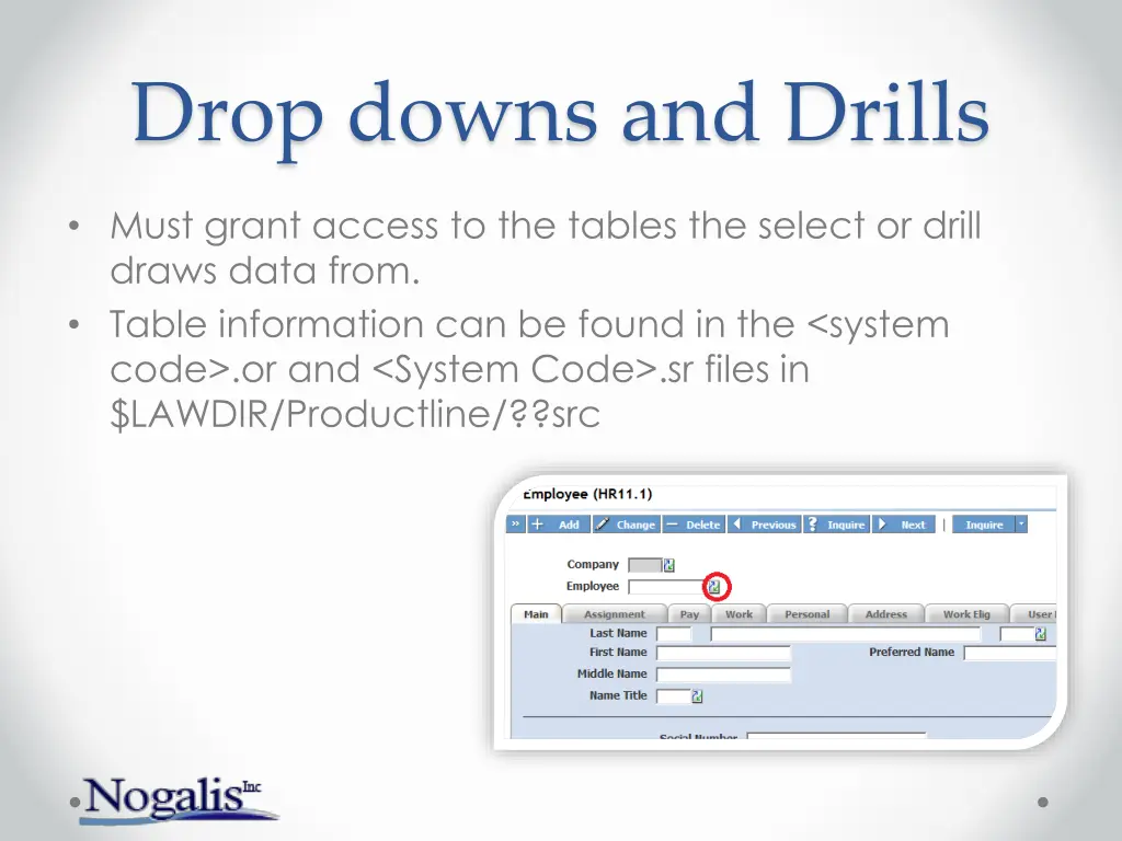 drop downs and drills