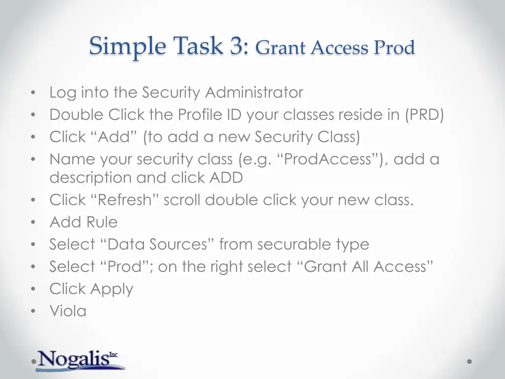 simple task 3 grant access prod