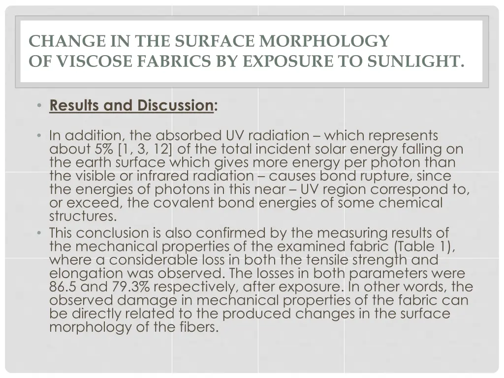 change in the surface morphology of viscose 9