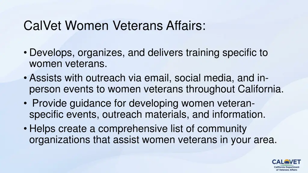 calvet women veterans affairs