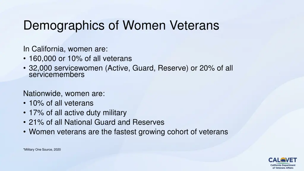demographics of women veterans