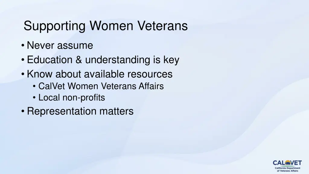 supporting women veterans