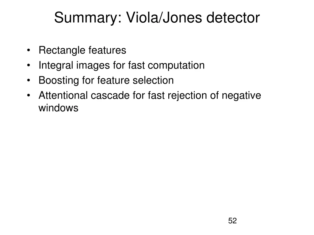 summary viola jones detector