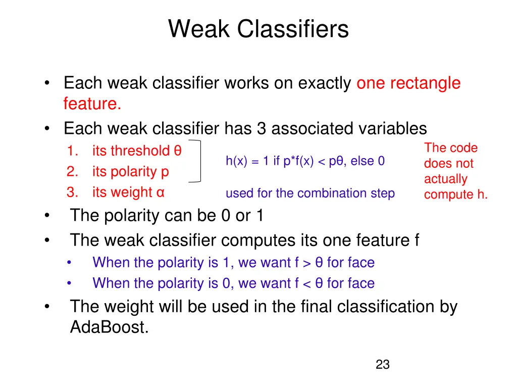 weak classifiers