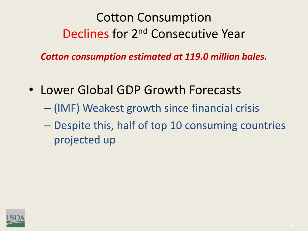 cotton consumption declines for 2 nd consecutive 1