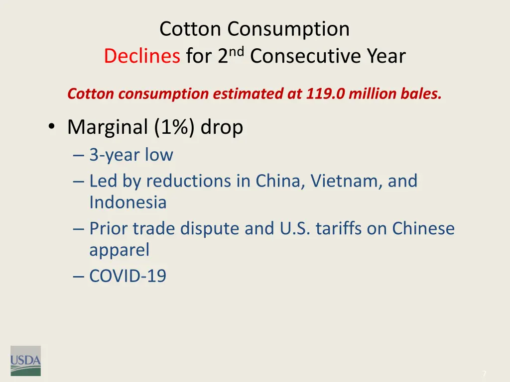 cotton consumption declines for 2 nd consecutive