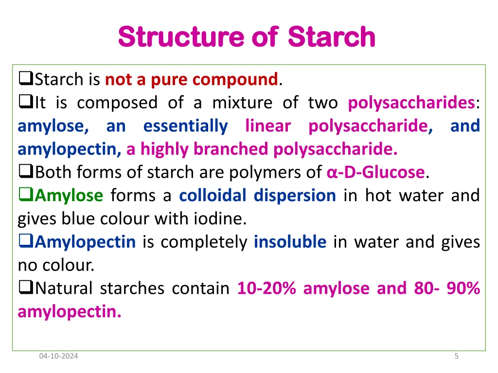 structure of starch structure of starch