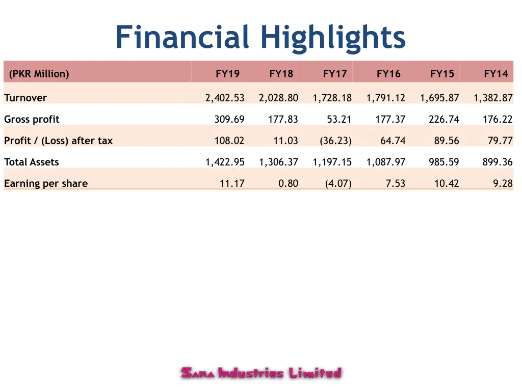 financial highlights