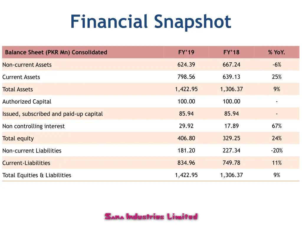 financial snapshot