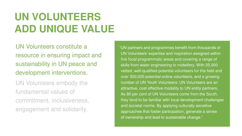 un volunteers add unique value