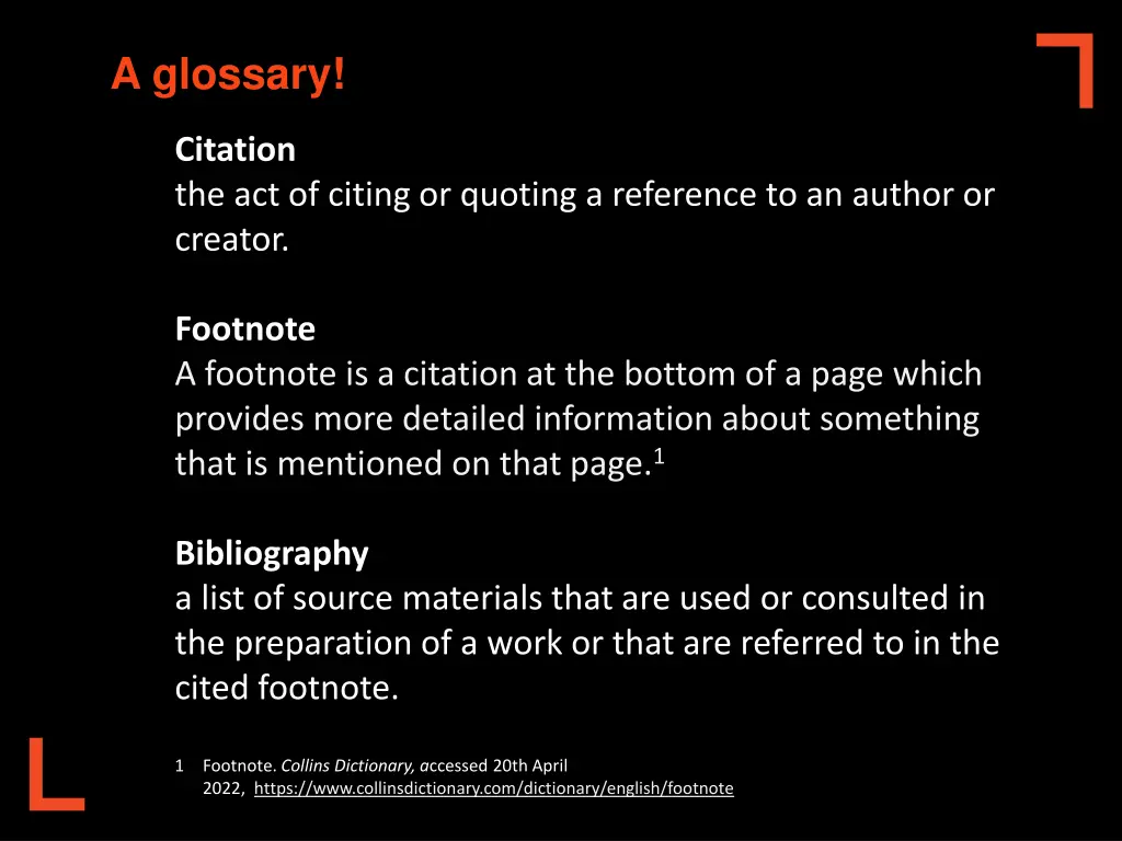 a glossary