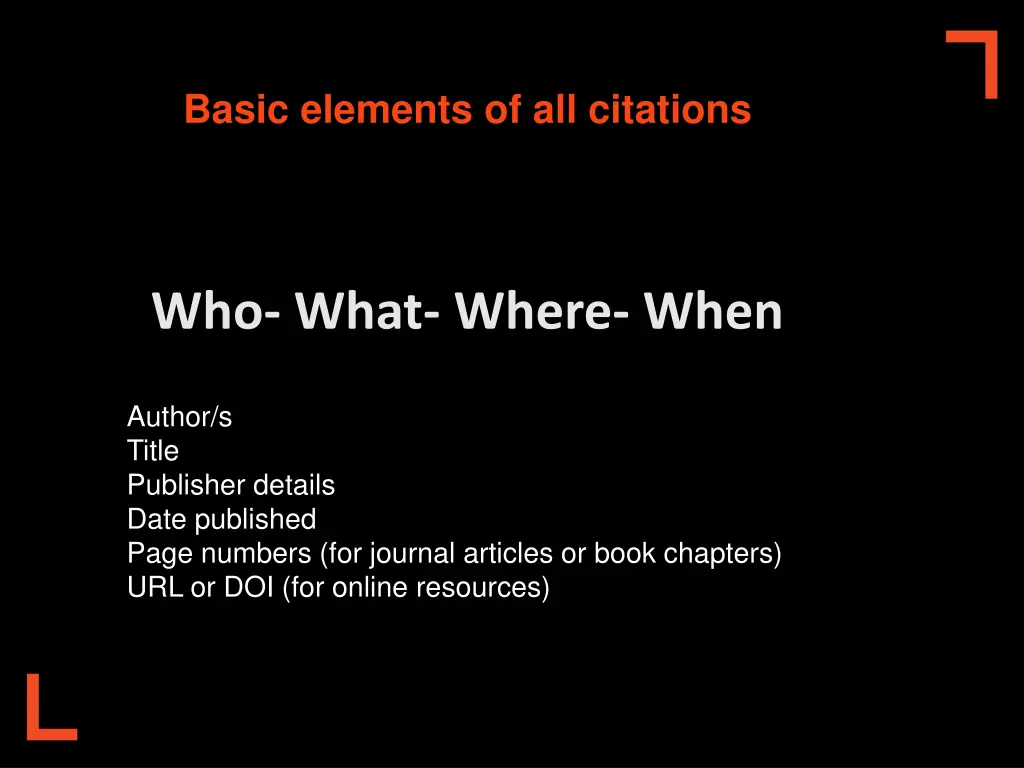 basic elements of all citations