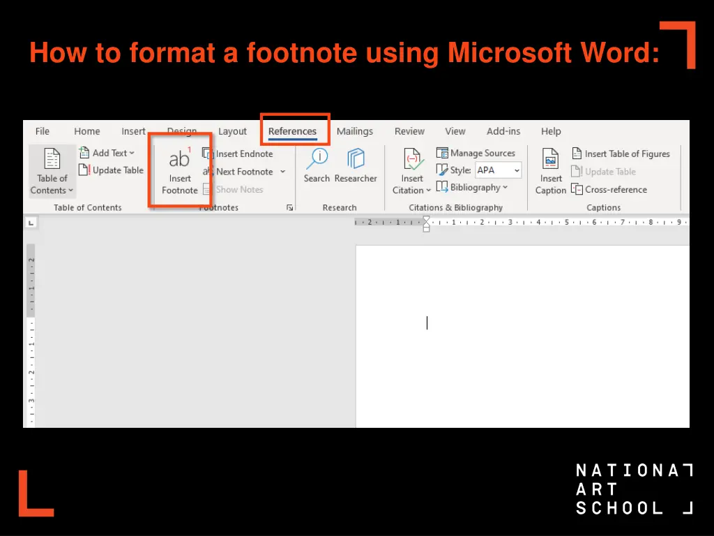 how to format a footnote using microsoft word