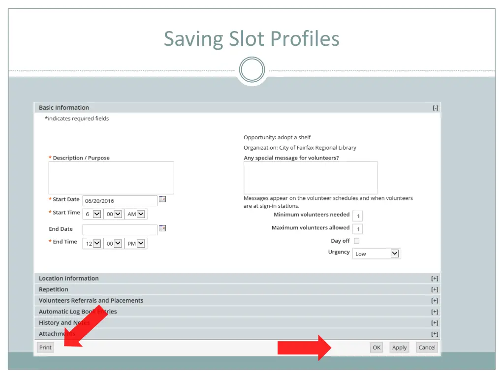 saving slot profiles