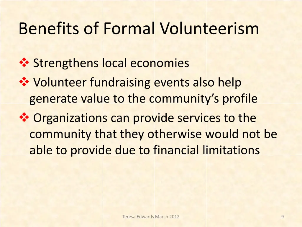 benefits of formal volunteerism