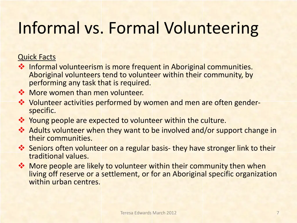 informal vs formal volunteering