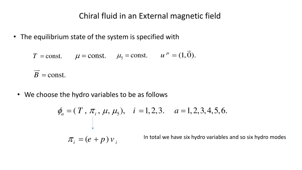 chiral fluid in an external magnetic field