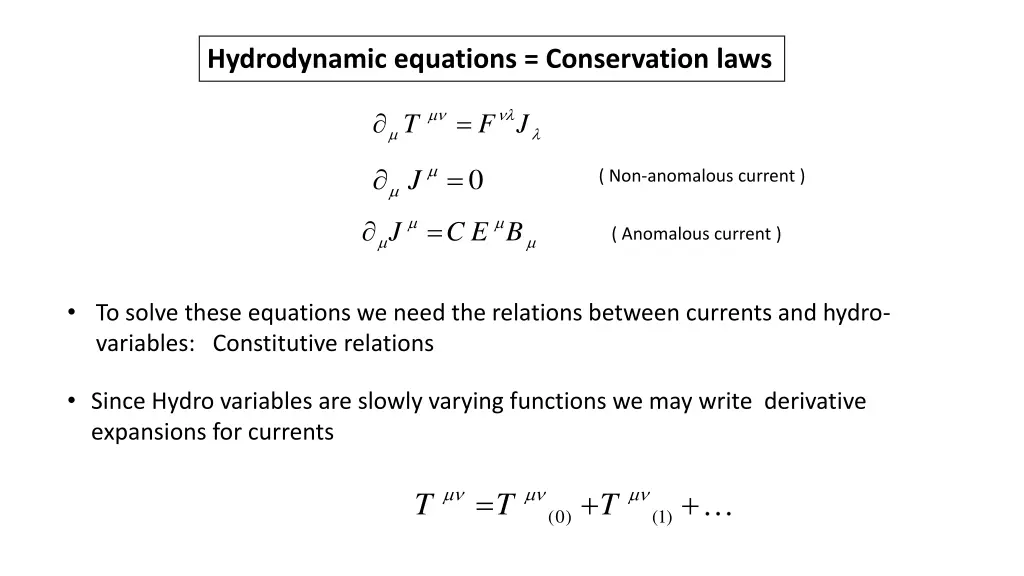 hydrodynamic equations conservation laws