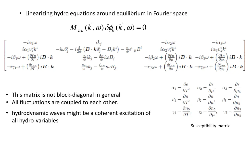 linearizing hydro equations around equilibrium