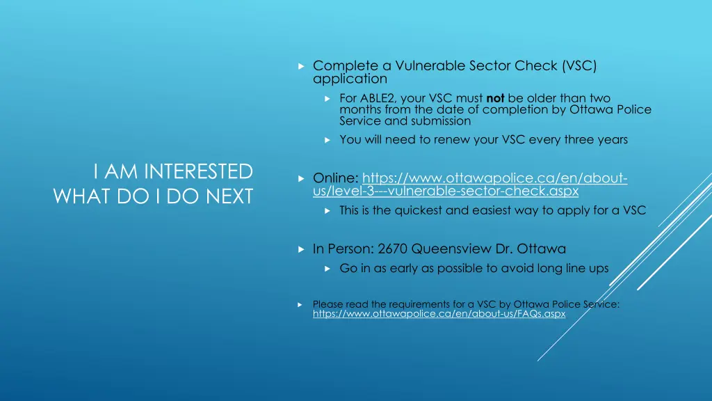 complete a vulnerable sector check