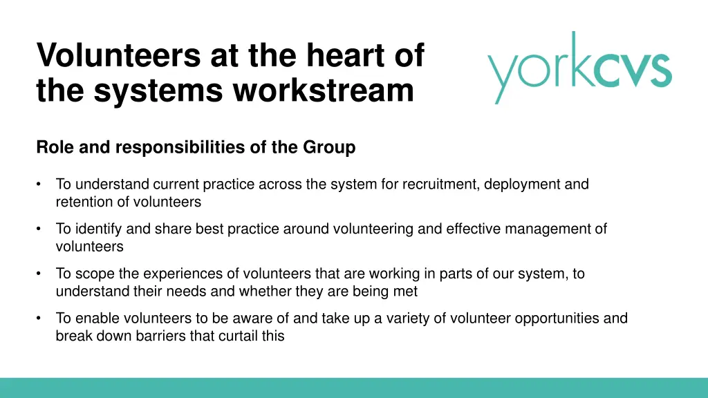 volunteers at the heart of the systems workstream 1