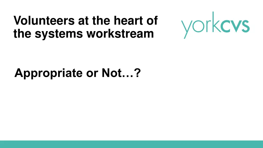 volunteers at the heart of the systems workstream 3