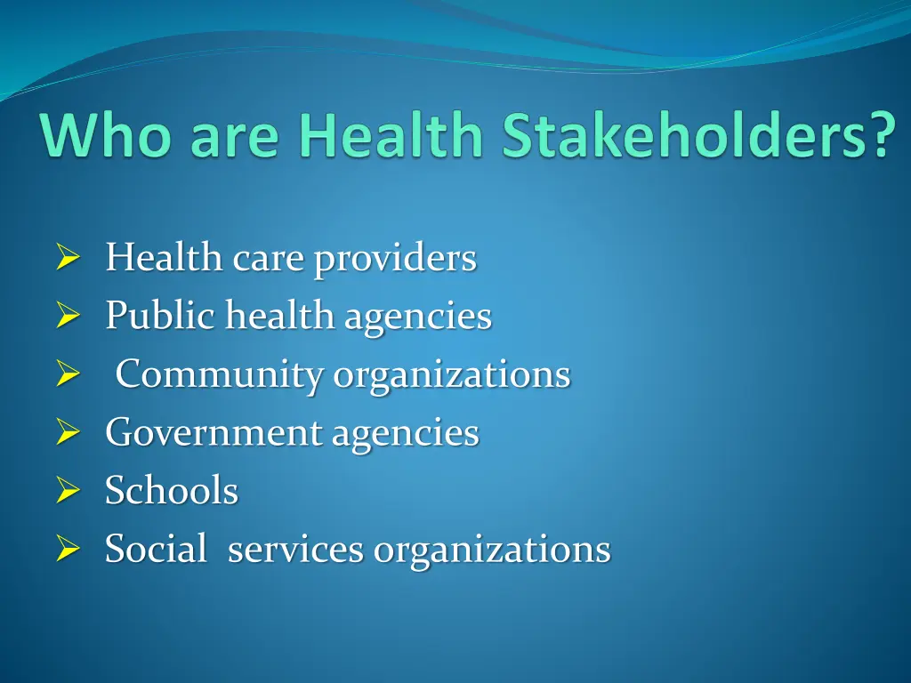 health care providers public health agencies