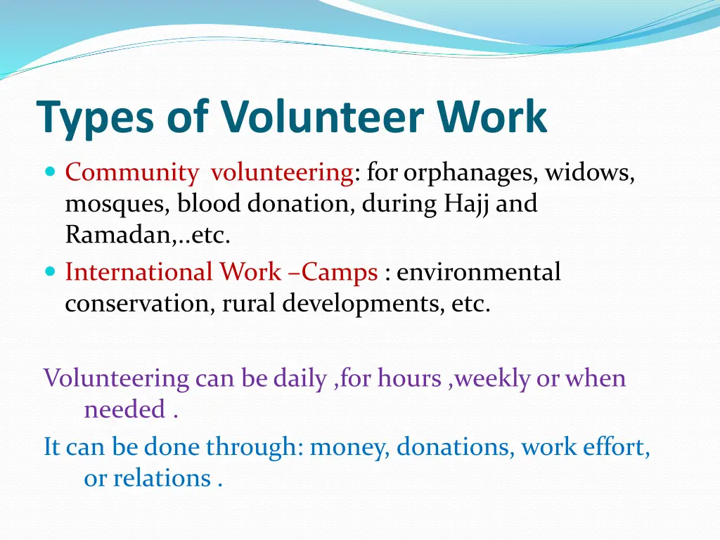 types of volunteer work 1