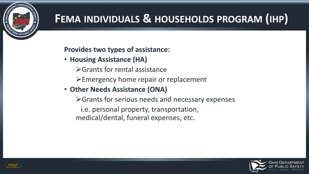 f ema individuals households program ihp