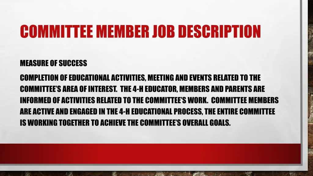 committee member job description 1