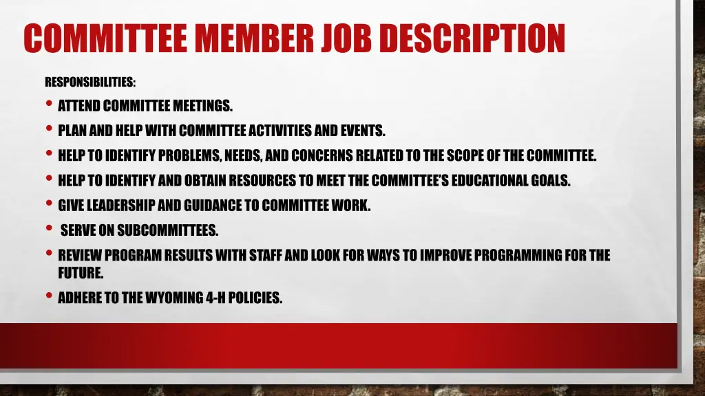 committee member job description 2