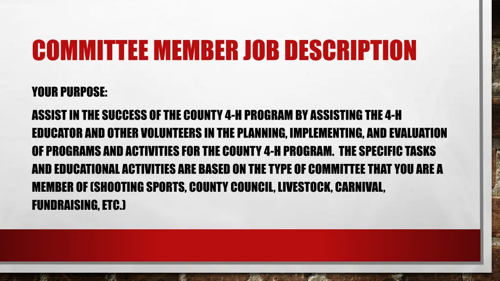 committee member job description