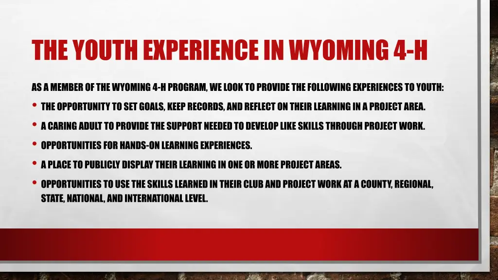 the youth experience in wyoming 4 h