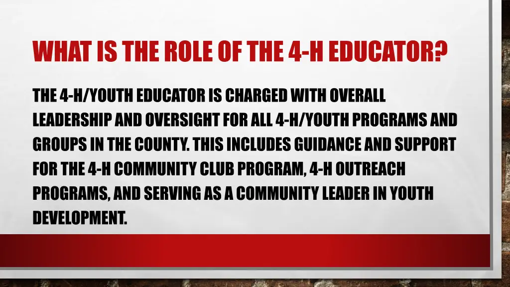 what is the role of the 4 h educator