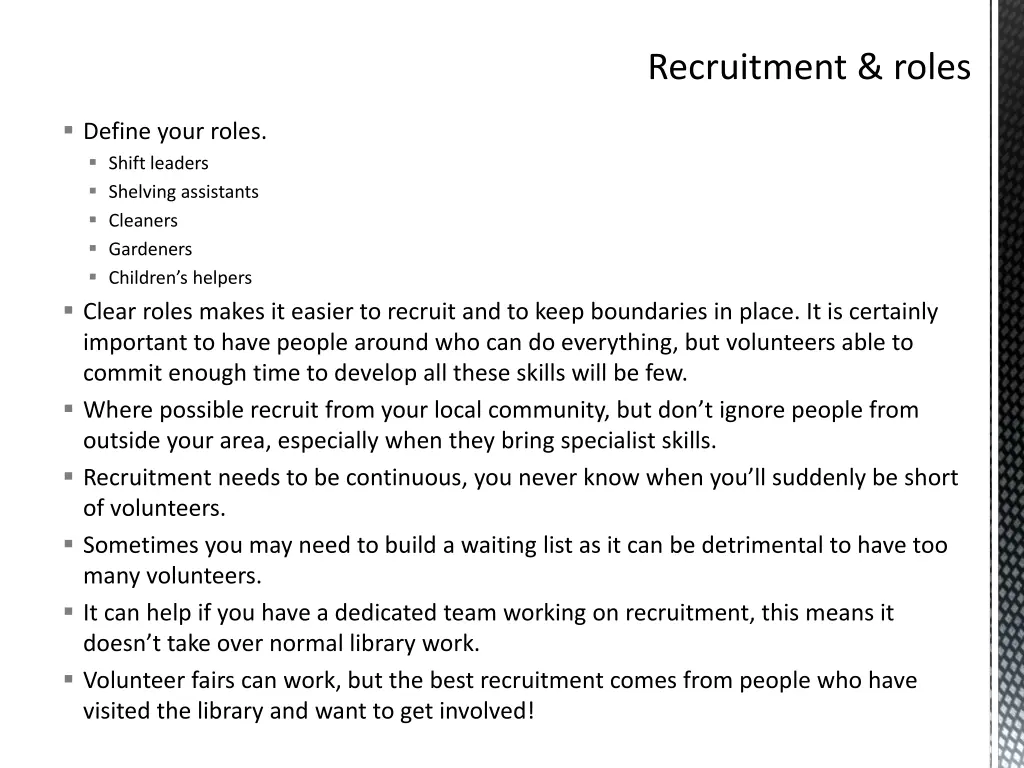 recruitment roles