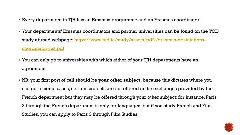 every department in tjh has an erasmus programme