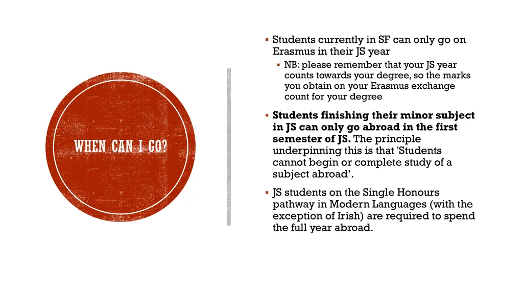 students currently in sf can only go on erasmus