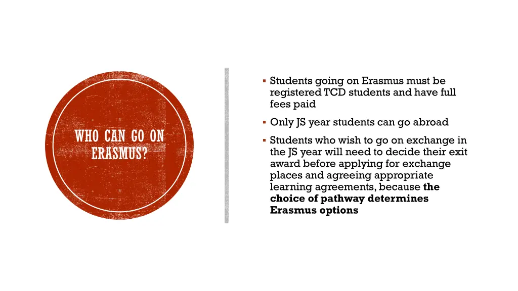 students going on erasmus must be registered