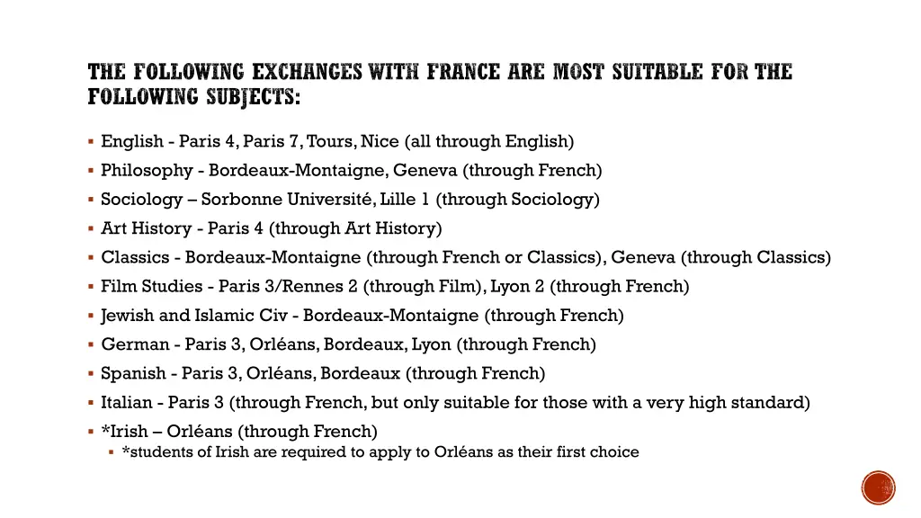 the following exchanges with france are most