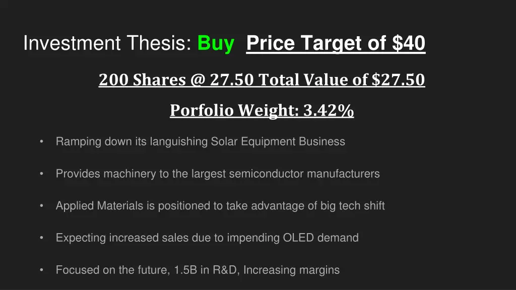 investment thesis buy price target of 40