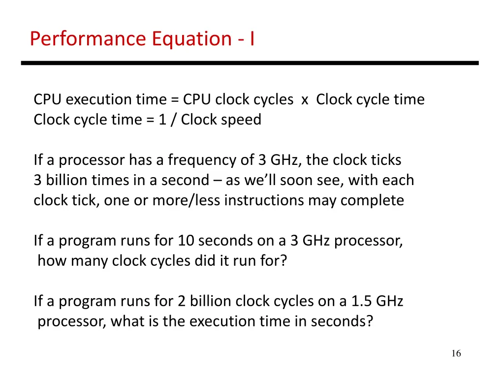 performance equation i