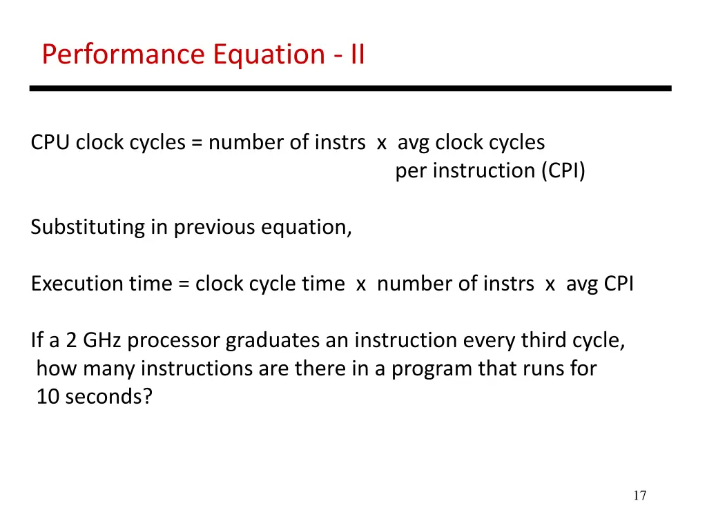 performance equation ii