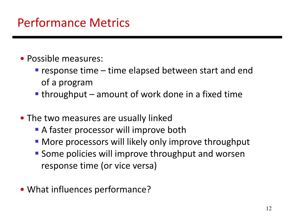 performance metrics