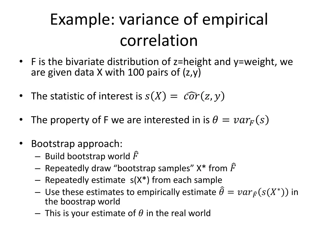 example variance of empirical correlation