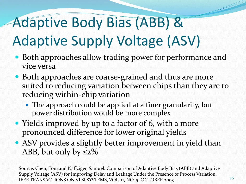 adaptive body bias abb adaptive supply voltage asv