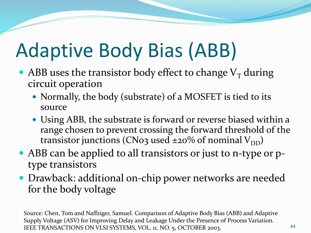 adaptive body bias abb