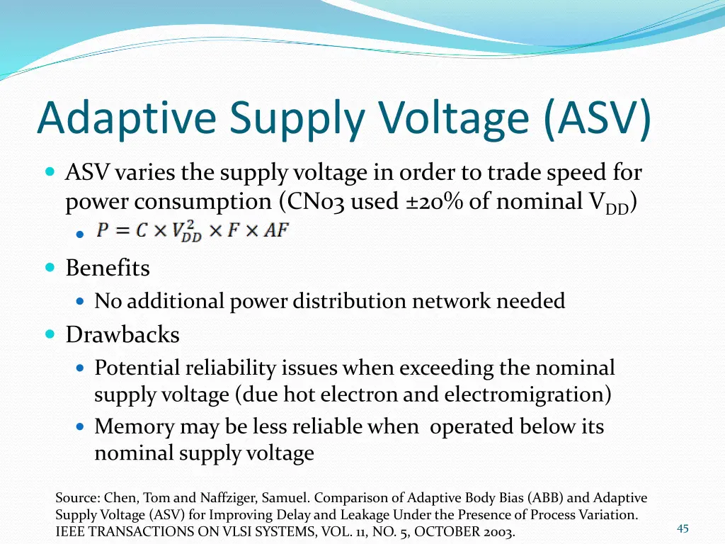 adaptive supply voltage asv