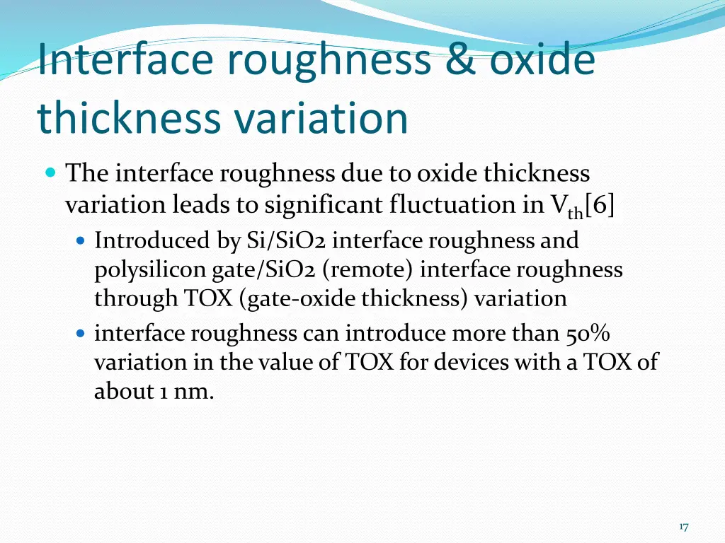 interface roughness oxide thickness variation