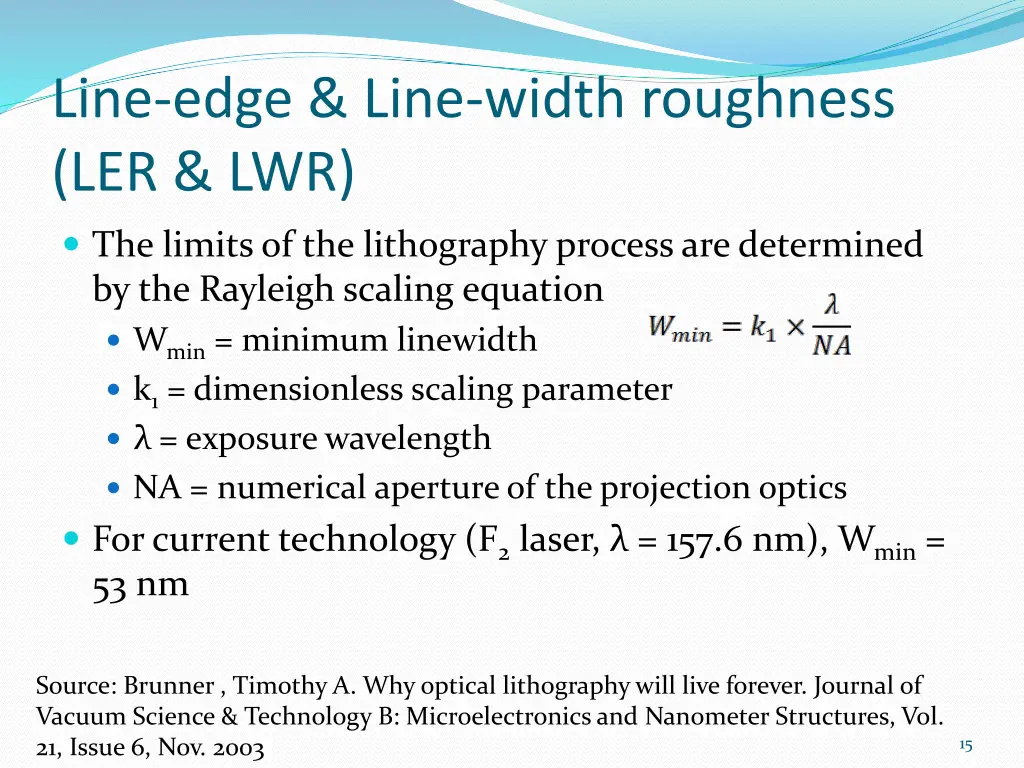 line edge line width roughness ler lwr