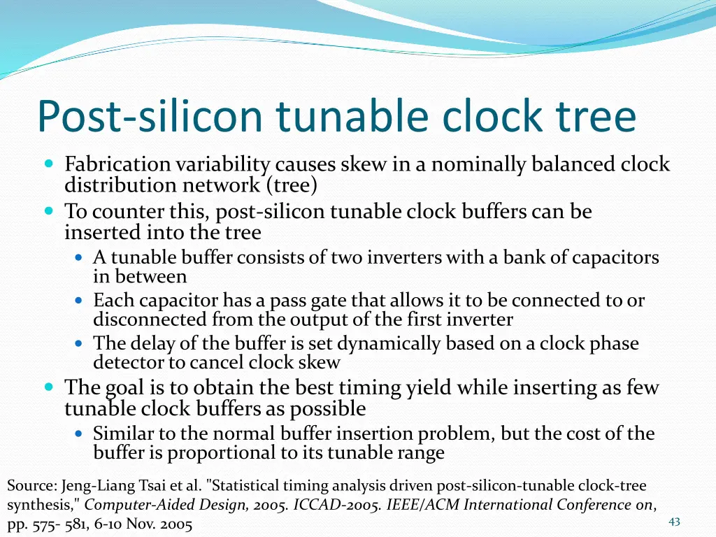 post silicon tunable clock tree fabrication